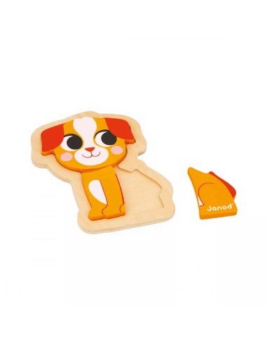 4 Puzzles evolutivos animales de compañía, son 4 puzzles de madera para niños a partir de 18 meses fabricado por Janod.