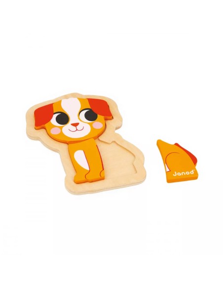 4 Puzzles evolutivos animales de compañía, son 4 puzzles de madera para niños a partir de 18 meses fabricado por Janod.