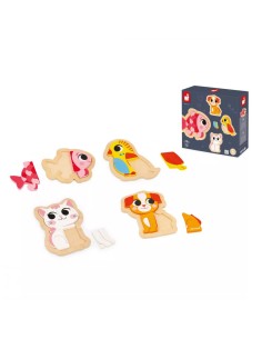 4 Puzzles evolutivos animales de compañía, son 4 puzzles de madera para niños a partir de 18 meses fabricado por Janod. 2