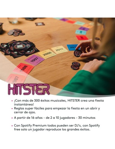Hitster es un juego de hacer una línea temporal con canciones.
