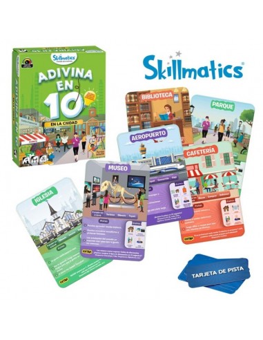 Adivina en 10: en la ciudad es un juego de preguntas y respuestas de la editorial Skillmatics.