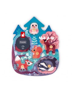 Puzzle encajable el bosque es un puzzle de madera para niños a partir de 18 meses. Fabricado por Janod.