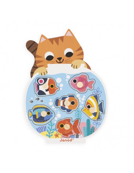 Puzzle la pecera es un bonito puzzle de madera fabricado por Janod.