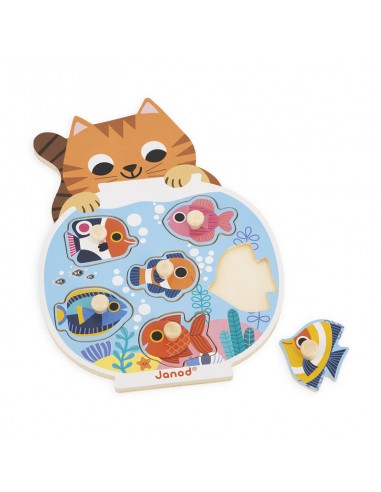 Puzzle la pecera es un bonito puzzle de madera fabricado por Janod.