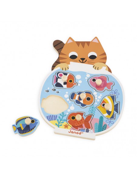 Puzzle la pecera es un bonito puzzle de madera fabricado por Janod.