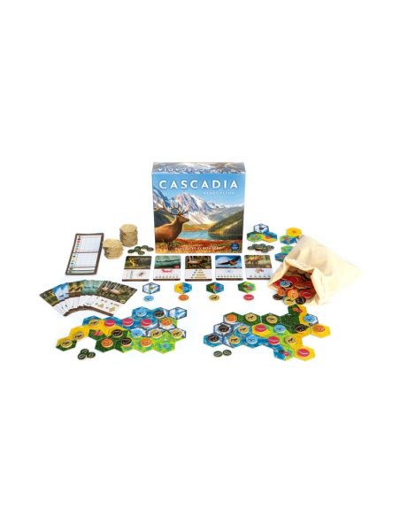 Cascadia es un juego de losetas de la editorial Delirium Games.