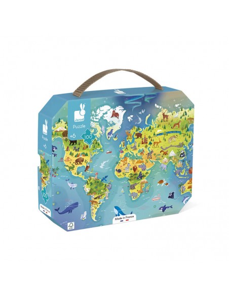 Puzzle del mundo 100 piezas de Janod.