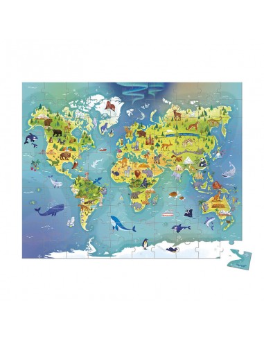 Puzzle del mundo 100 piezas de Janod.
