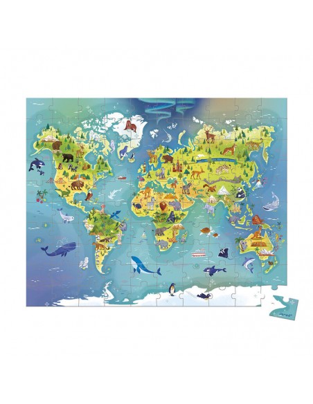 Puzzle del mundo 100 piezas de Janod.
