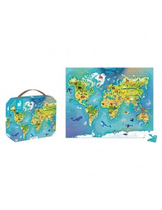 Puzzle del mundo 100 piezas de Janod. 2