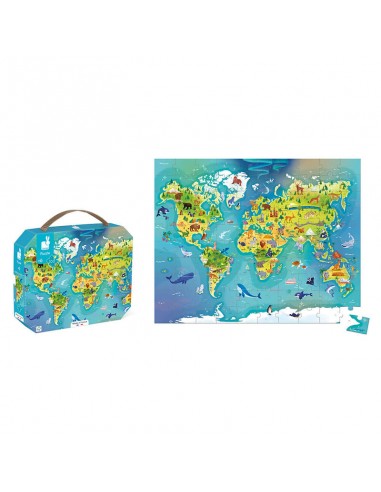 Puzzle del mundo 100 piezas de Janod.