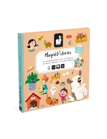 Magneti´stories los animales domésticos de Janod, es un escenario magnético con 30 piezas.