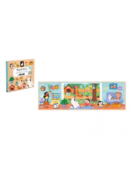 Magneti´stories los animales domésticos de Janod, es un escenario magnético con 30 piezas.
