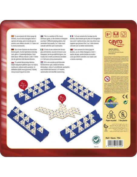 Dominó triangular metal vox está fabricado por Cayro.
