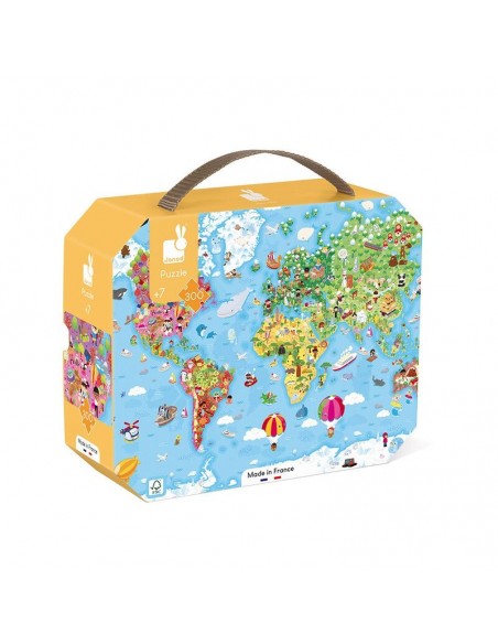 Puzzle gigante atlas mundial 300 piezas de Janod..