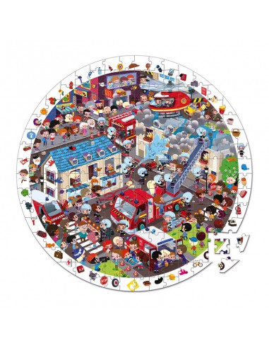 PUZZLE DE OBSERVACION REDONDO BOMBEROS AL RESCATE - 208 piezas