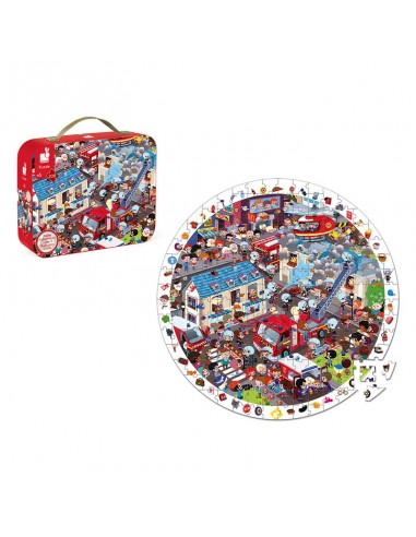 PUZZLE DE OBSERVACION REDONDO BOMBEROS AL RESCATE - 208 piezas