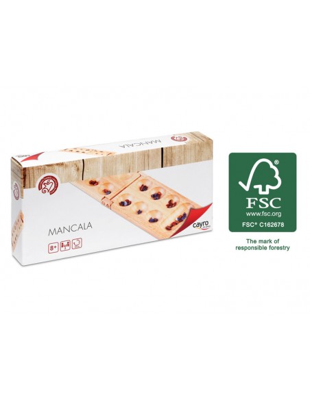 Mancala es un juego clásico de madera de la editorial Cayro.