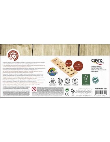 Mancala es un juego clásico de madera de la editorial Cayro.