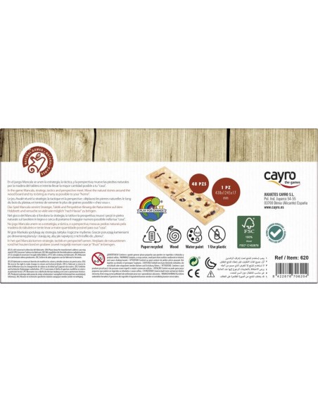 Mancala es un juego clásico de madera de la editorial Cayro.