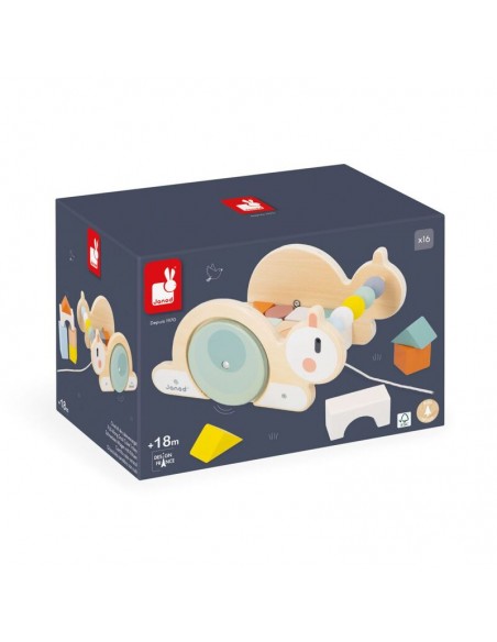 Carrito cubo Caracol es un juguete de madera de Janod.