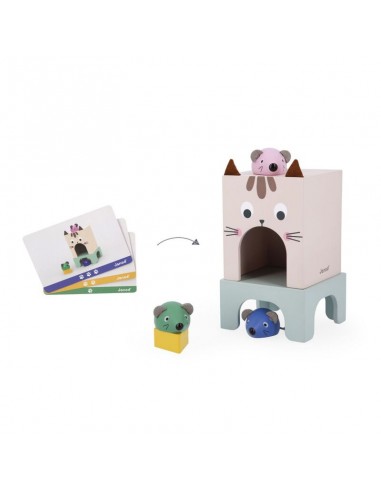 Orientarse en el espacio - el gato y ratoncitos es un juego de la línea pedagógica de Janod.