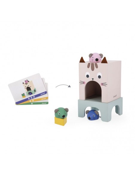 Orientarse en el espacio - el gato y ratoncitos es un juego de la línea pedagógica de Janod.