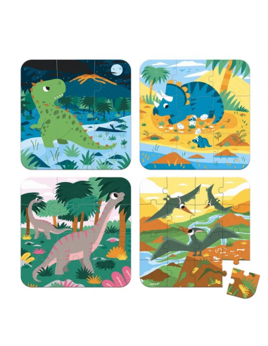 Se 4 Puzzles evolutivos dinosaurios de Janod.