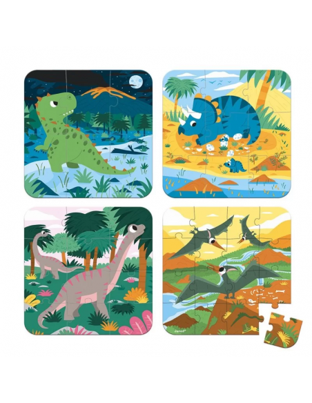 Se 4 Puzzles evolutivos dinosaurios de Janod.