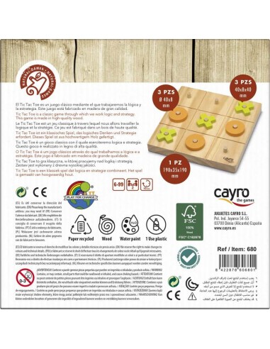 Tic Tac Toe es un tres en raya de madera de Cayro.