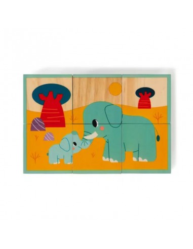 6 CUBOS DE MADERA ANIMALES