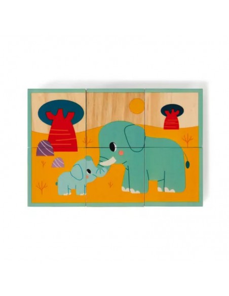 6 CUBOS DE MADERA ANIMALES