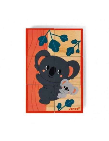 6 CUBOS DE MADERA ANIMALES