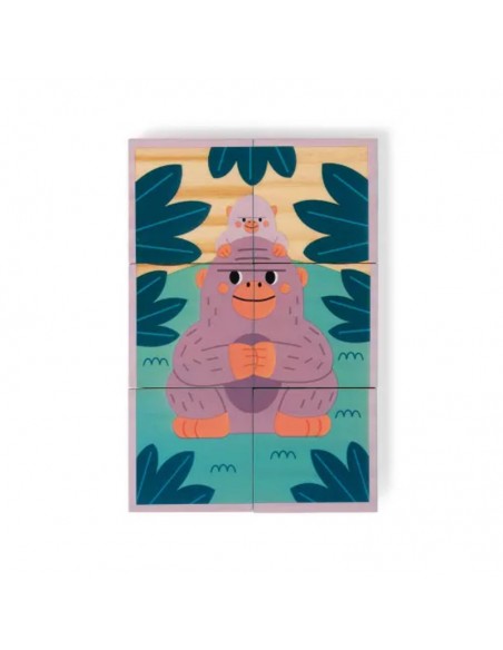 6 CUBOS DE MADERA ANIMALES