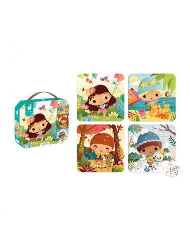 4 Puzzles evolutivos 4 Estaciones fabricado por Janod.
