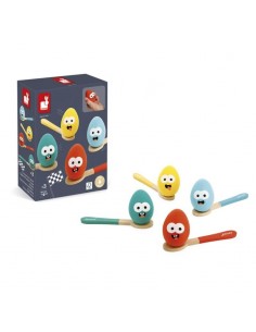 Carrera de cucharas y huevos fabricado por Janod. 2