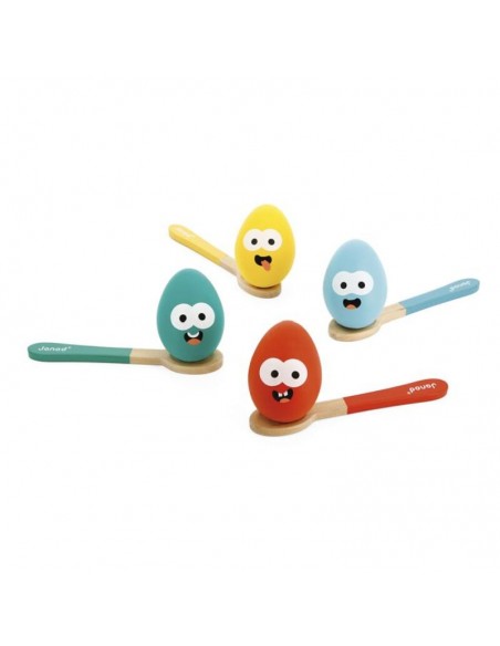 Carrera de cucharas y huevos fabricado por Janod.