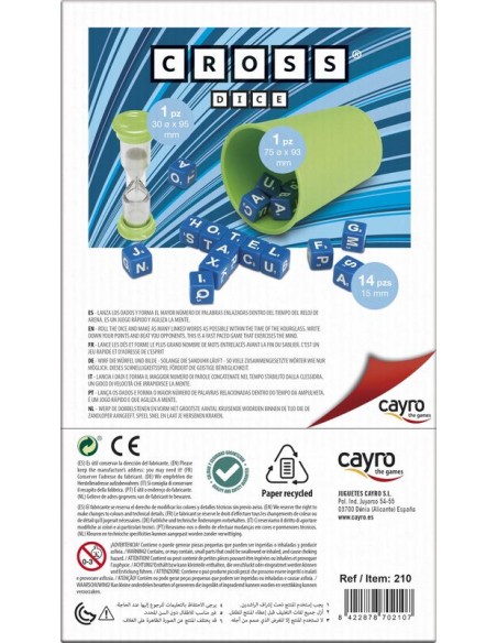 Cross Dices es un juego de formar palabras con dados de Cayro.