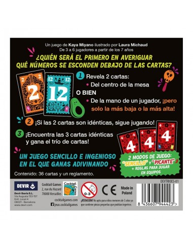Trio es un juego de cartas de Devir.