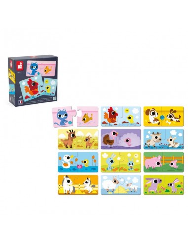 Puzzles padres y bebés animales de Janod.