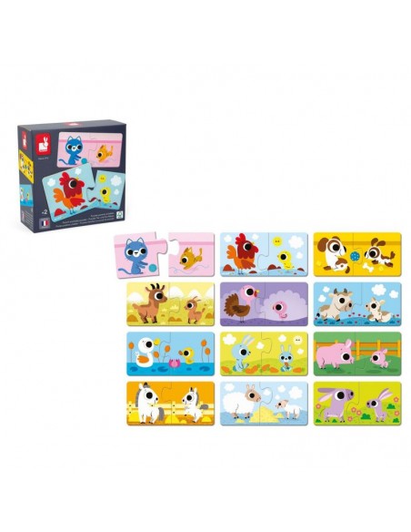 Puzzles padres y bebés animales de Janod.