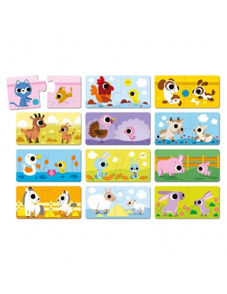 Puzzles padres y bebés animales de Janod.