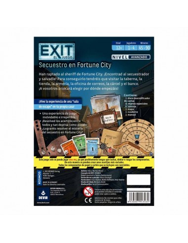 Exit: Secuestro en Fortune City es un juego de escape room de Devir.