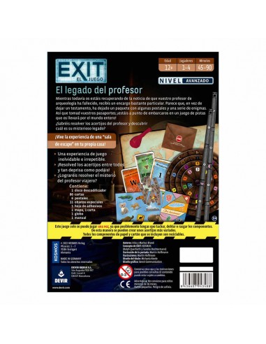 Exit: El Legado del Profesor es un juego de escape room de la editorial Devir.