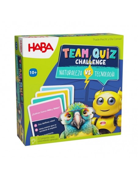 TEAM QUIZ CHALLENGE- NATURALEZA VS TECNOLOGIA es un juego de preguntas y respuestas de HABA.