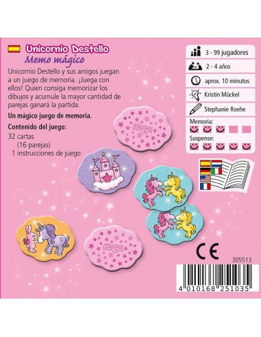 Unicornio Destello: Memo Mágico es un juego de memoria de HABA.