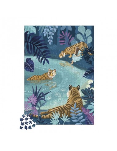 Puzzle Tigres a la luz de la Luna 1000 piezas de Janod.