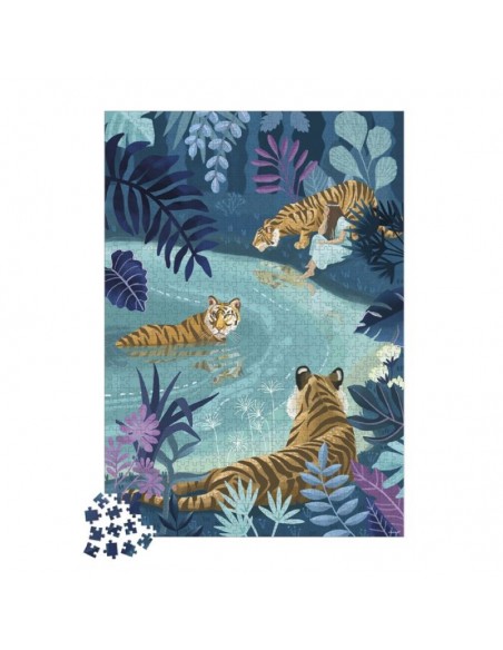Puzzle Tigres a la luz de la Luna 1000 piezas de Janod.