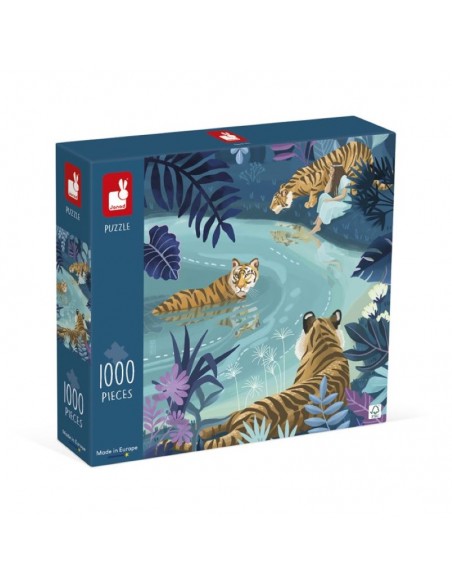 Puzzle Tigres a la luz de la Luna 1000 piezas de Janod.