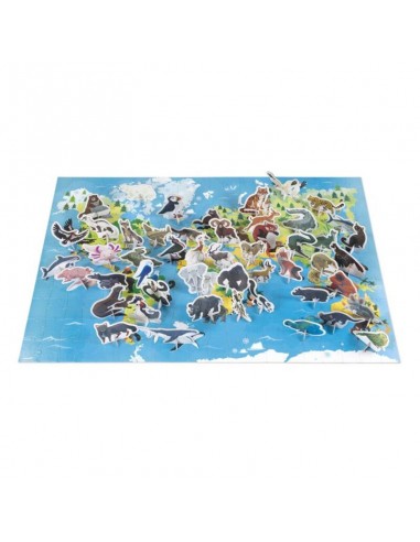 PUZZLE EDUCATIVO ANIMALES EN PELIGRO DE EXTINCION 200 PIEZAS DE JANOD.